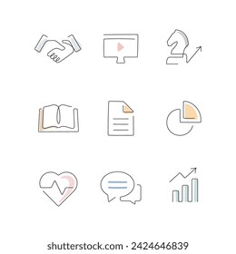 SEO and marketing one line minimal vector icons. Social media, business, education icon set.