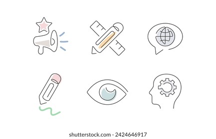 SEO and marketing one line minimal vector icons. Social media, business, development icon set.