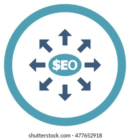 Seo Marketing rounded icon. Vector illustration style is flat iconic bicolor symbol, cyan and blue colors, white background.