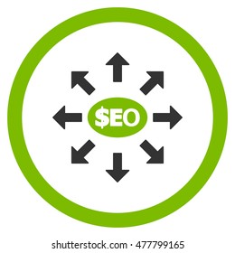 Seo Marketing rounded icon. Vector illustration style is flat iconic bicolor symbol, eco green and gray colors, white background.