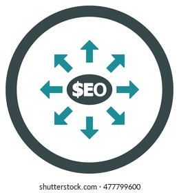 Seo Marketing rounded icon. Vector illustration style is flat iconic bicolor symbol, soft blue colors, white background.
