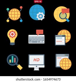 Seo Marketing set icon stock vector illustration