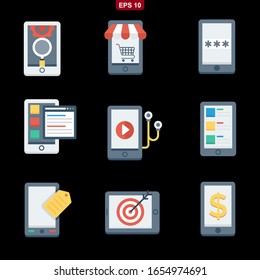 Seo Marketing set icon stock vector illustration