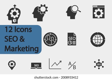 SEO and Marketing set vector icons illustration signs
