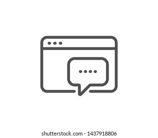 Seo message line icon. Web chat sign. Traffic management symbol. Quality design element. Linear style seo message icon. Editable stroke. Vector