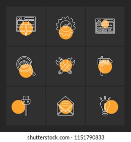 seo  money  internet  bugs  network  sheild  lock  message  note  dollar  monitor  computer icon vector design  flat  collection style creative  icons