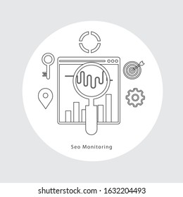 Seo monitoring glyph icon vector on white background