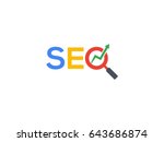 SEO multi color logo with magnifying glass and arrow