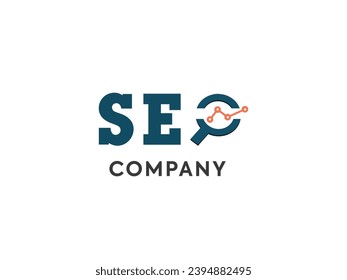SEO mehrfarbiges Logo mit Lupe und Grap