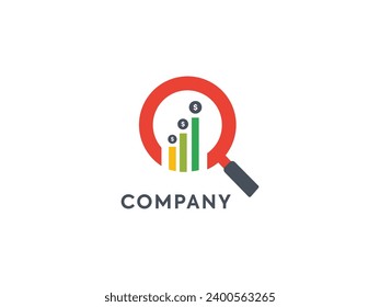logotipo de varios colores SEO con lupa