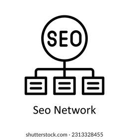 Vector de red Seo    ilustración de diseño de iconos de esquema. Símbolo de marketing digital sobre archivo EPS 10 de fondo blanco