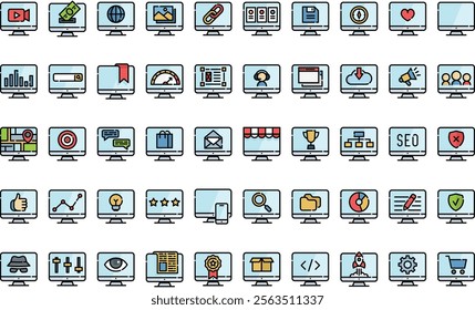 Seo online marketing icons High-Quality Vector Icons Collection with Editable Stroke. Ideal for Professional and Creative Projects.