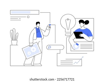 SEO optimization abstract concept vector illustration. Search engines page rank, online digital marketing tools, keyword optimization, link building, measurement and reporting abstract metaphor.