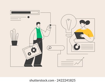 SEO optimization abstract concept vector illustration. Search engines page rank, online digital marketing tools, keyword optimization, link building, measurement and reporting abstract metaphor.