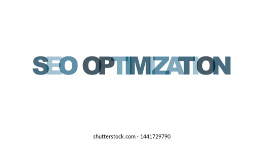 SEO optimization business card text. Modern lettering poster. Color word art slogan icon. Phrases vector print design elements.