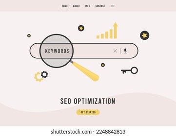 SEO Optimization concept. Search Engine Optimization digital marketing strategy. Flat design vector seo optimization e-commerce landing page template