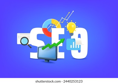 SEO optimization concept. Vector illustration with 3d elements
