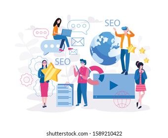 SEO optimization and Data Analysis process, a lot of idea, solution Vector illustration for web banner, infographics, mobile.