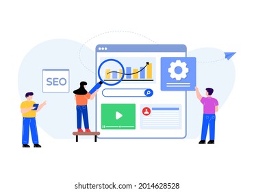 An seo optimization flat illustration download