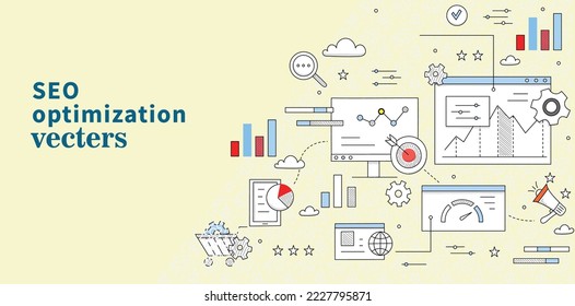 SEO optimization icons. Set of line icons. Achieving results, brand manager. SEO concept. Vector illustration can be used for topics like internet, marketing such as