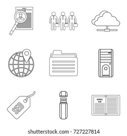 SEO optimization icons set. Outline set of 9 seo optimization vector icons for web isolated on white background
