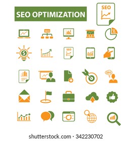 seo optimization  icons, signs vector concept set for infographics, mobile, website, application
