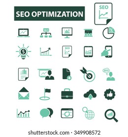 seo optimization  icons, signs vector concept set for infographics, mobile, website, application
