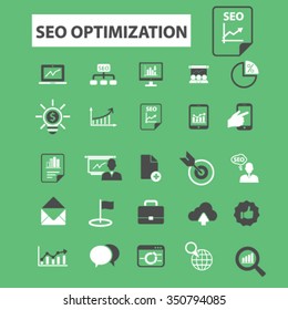 seo optimization  icons, signs vector concept set for infographics, mobile, website, application