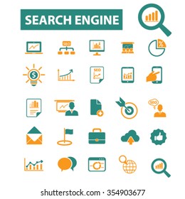 seo optimization  icons, signs vector concept set for infographics, mobile, website, application
