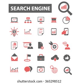 iconos de optimización de seo, símbolos de concepto vectorial establecido para infografías, móviles, sitio web, aplicación
