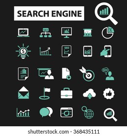 seo optimization  icons, signs vector concept set for infographics, mobile, website, application
