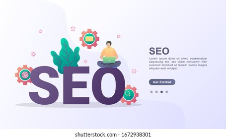 SEO optimization illustration concept with character