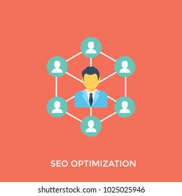 Seo optimization illustration, seo network or seo service provider 