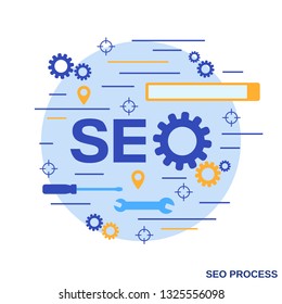 SEO optimization, information processing, web search flat design style vector concept illustration