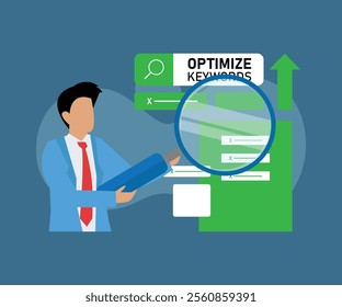 SEO Optimization and Keyword Analysis Concept for Digital Marketing 2d flat vector illustrations