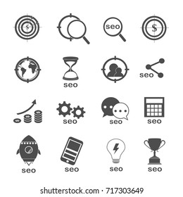 seo optimization and marketing icons set vector