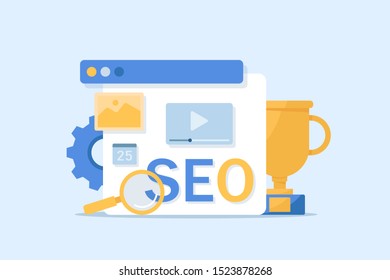 Seo optimization modern flat design,Conceptual web seo illustration