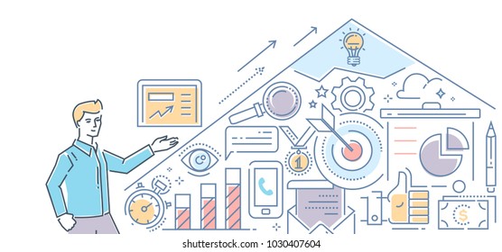 SEO optimization - modern line design style illustration