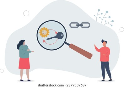 SEO optimization and search engine effective development.Link strong keywords to increase website ranking .flat vector illustration