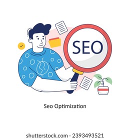 Ilustración de diseño colorido del vector de optimización SEO. Símbolo del archivo EPS 10 de fondo blanco