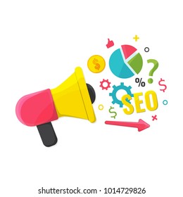 SEO optimization, web analytics, content optimization and publishing concept. Vector illustration