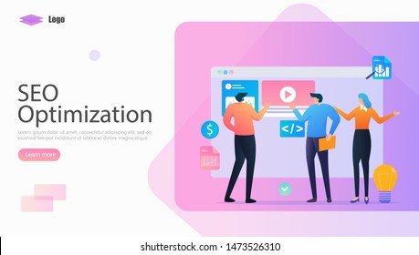Seo Optimization for website Vector Illustration Concept, Suitable for web landing page, ui, mobile app, editorial design, flyer, banner, and other related occasion