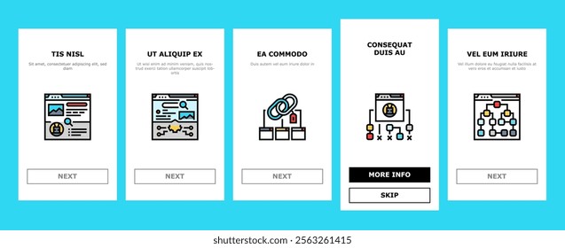 seo optimize community onboarding mobile vector technical audit, market rank, search improve, marketing dashboard, report seo optimize community illustrations