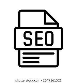 Ícone de Estrutura de Tópicos de SEO. Ícone de contorno de vetor de otimização de mecanismo de pesquisa representando SEO, marketing digital, classificação de pesquisa e otimização de site.
