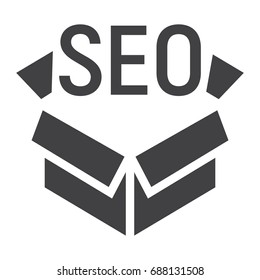 SEO Package glyph icon, seo and development, box sign vector graphics, a solid pattern on a white background, eps 10.
