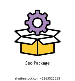 Ilustración del icono de contorno de relleno del vector del paquete Seo. Archivo EPS 10.