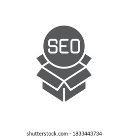 Símbolo de icono del vector del paquete SEO aislado en fondo blanco