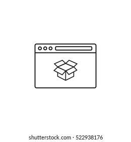 SEO Packages icon, browser with box, symbol, vector graphics, a linear pattern on a white background, eps 10.