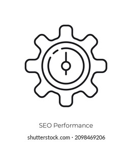 Icono de SEO Performance. Diseño de icono de estilo de esquema aislado en fondo blanco