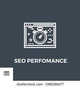 SEO Performance Related Vector Thin Line Icon. Isolated on Black Background. Vector Illustration.